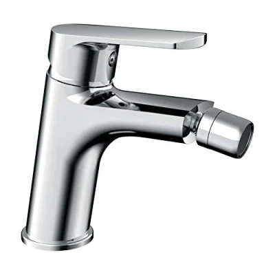 Imagen de Kibath L483251 Grifo Monomando de Bidet SIO diseño estilizado y Redondeado. Fabricado en latón Acabado Cromo Brillo. Incluye herrajes, latiguillos Cartucho. Repuestos garantizados