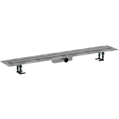 Imagen de hansgrohe RainDrain Compact, compact set completo de desagüe lineal ducha, canaleta ducha 1200mm, canal drenaje para instalación estándar, acabado acero inoxidable