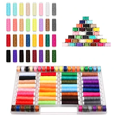 Imagen de Kurtzy Hilos de Coser Set Mini Bobinas y Carretes Poliéster con Estuche (Pack 64) Hilo 20 40 m Kit Colores Variados para a Mano Máquina