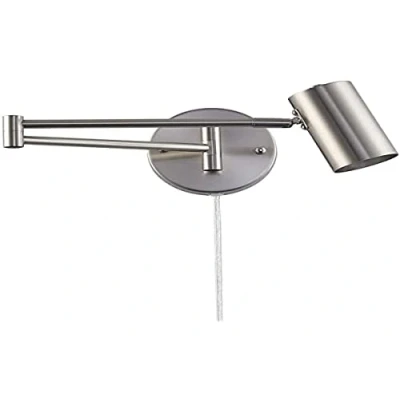 Imagen de B·LED BARCELONA LED Aplique de Pared con Brazo Articulado Orientable Color Cromo Plateado y Cable Enchufe e Interruptor Lámpara Lectura Casquillo E27 para Dormitorio Mesita Noche Cabecero