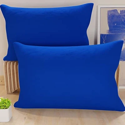 Imagen de PETTI ARTIGIANI ITALIANI Par de Fundas Almohada 70x40 cm, Pareja Funda Cojín Lisas Azul Eléctrico, 100% Microfibra Hipoalergénica, Made in Italy