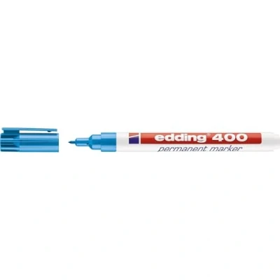 Imagen de edding 400 marcador permanente azul claro 1 rotulador punta fina redonda mm resistente al agua, de secado rápido, rotuladores indelebles para cartón, plástico, madera, metal, vidrio