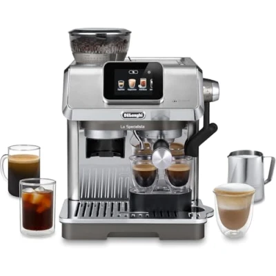 Imagen de De&#039;Longhi La Specialista Touch EC9455.M, Máquina de Café Espresso con Molinillo Café, Función Cold Brew, Espumador Leche Automático o Manual, Control Táctil Intuitivo, Set Bienvenida, Metal