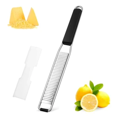 Imagen de Diboniur Ralladores de Cocina, Rallador Queso, para Lemon, Parmesan, Ginger, Chocolate, Fabricado en Acero Inoxidable, con Funda Protectora y Cepillo Limpieza