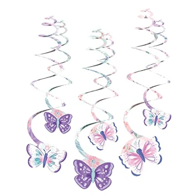 Imagen de amscan 9909728 Juego de 6 Adornos Decorativos en Espiral (61 cm), diseño Mariposa