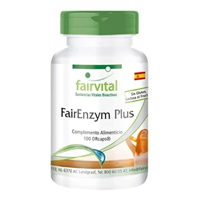 Imagen de Fairvital Enzimas digestivas Complejo enzimático Dosis elevada Liberación retardada 100 Cápsulas Calidad Alemana