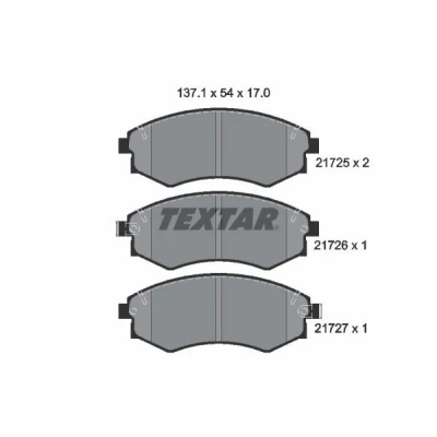 Imagen de TEXTAR 2172501 Juego de pastillas freno con avisador acústico desgaste HYUNDAI: Matrix, COUPE, SONATA 4, SSANGYONG: Musso SUV, Korando II SUV