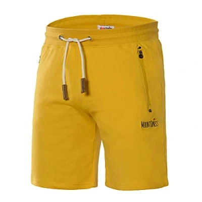 Imagen de Mount Swiss Pantalones Cortos de Ocio para Hombre Liam 2 Bolsillos Laterales y 1 Bolsillo Trasero con Cremallera I Deportivos en Colores clásicos, Amarillo 6XL
