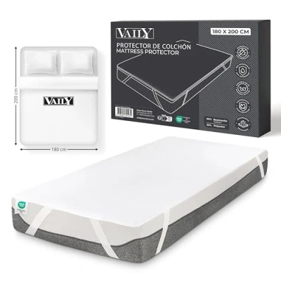 Imagen de Vaily Protector de colchón 90 x 200 cm Certificado Oeko Tex, Impermeable y Lavable Transpirable protección contra la Humedad