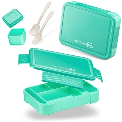 Imagen de My Vesperbox Lite Bento Box Niños Fiambrera Extremadamente resistente ideal para guardería y escuela (turquesa)