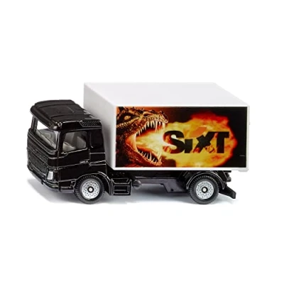 Imagen de siku 1107, Camión con carrocería Sixt, de juguete, Metal/Plástico, Negro/Blanco, Portón posterior abatible, Diseño dragón