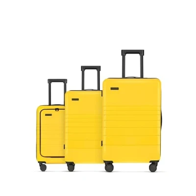 Imagen de ETERNITIVE Juego de Maletas I 3 Viaje ABS Tamaño: 75,5 x 48 32 cm con Cerradura TSA Maleta Ruedas 360 Mano Color: Amarillo
