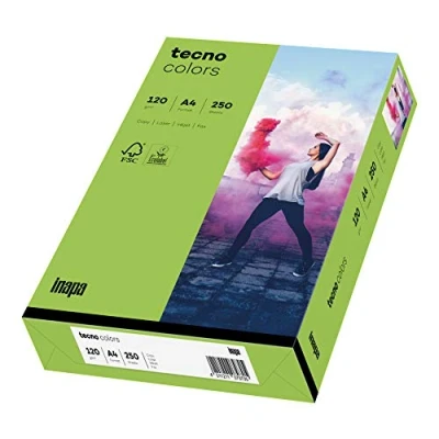 Imagen de inapa papel para impresora de color, colores tecno Colors: 120 g/m², A4, 250 hojas, verde