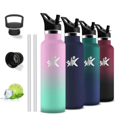 Imagen de Botella Agua Acero Inoxidable, 750ml Gimnasio, sin BPA, Cantimplora con Pajita, A Prueba de Fugas, Garrafa Termica, Doble Aislamiento, para Viajar, Yoga