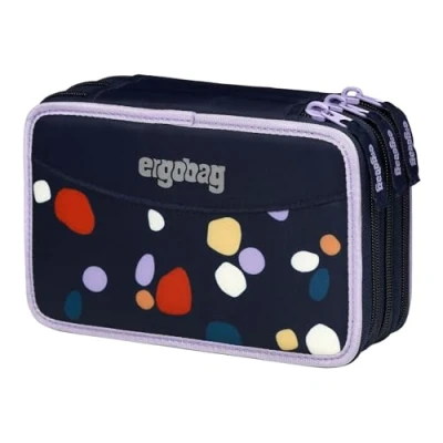 Imagen de ergobag Maxi Juego de 40 estuches, rotuladores y colores Lyra, compartimento para monedas, regla, tijeras, cueva color azul oscuro