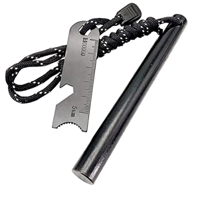 Imagen de Newaner Arrancador de Fuego, iniciador Fuego Acero pedernal con Paracord, Raspador Escala y sacacorchos, Encendedores para Camping, Aire Libre Supervivencia