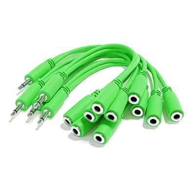Imagen de ExcelValley 5 Pack Cables Patch Mono Divisor Y TS 3,5mm 1/8&quot; Eurorack Sintetizador [Verde]