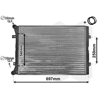 Imagen de VAN WEZEL 58002283 Radiador, refrigeración del motor Aluminio 600 445 32 *** IR PLUS con accesorios Aletas unidas mecánicamente