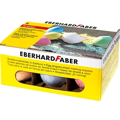 Imagen de Eberhard Faber 526510 Tiza de carretera en forma huevo, 6 colores brillantes caja cartón