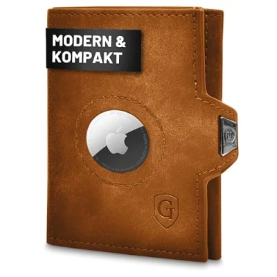 Imagen de GenTo AIRTAG Wallet Slim Monedero con Soporte Apple Protección RFID NFC certificada por TÜV Mini pequeño Estuche delgado para tarjetas hombre y