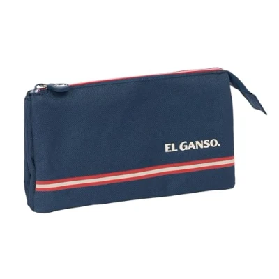 Imagen de Safta EL Ganso Classic Portatodo Triple, Estuche Infantil, Niño, Ideal para Niños en Edad Escolar, Cómodo y Versátil, Calidad Resistencia, 22x3x12 cm, Color Azul Marino