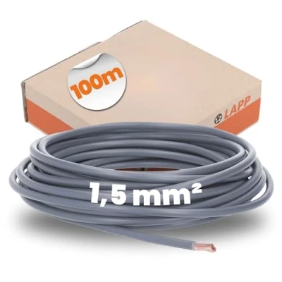 Imagen de Lapp 4520061 H07V K 1,5 mm² gris I cable de cableado flexible PVC individual trenzado mm2