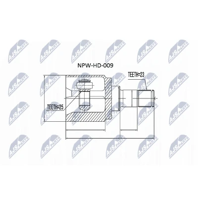 Imagen de NTY NPW HD 009 Junta Homocinética Eje trasero, trasero izquierda, derecha HONDA: Accord 7 Limousine, CR V 2, Civic Limousine
