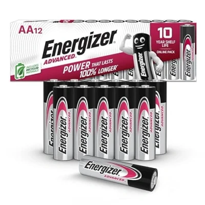 Imagen de Energizer Advanced Pilas AA Alcalinas de 1,5 V Paquete 12 Larga Duración, Alta Potencia