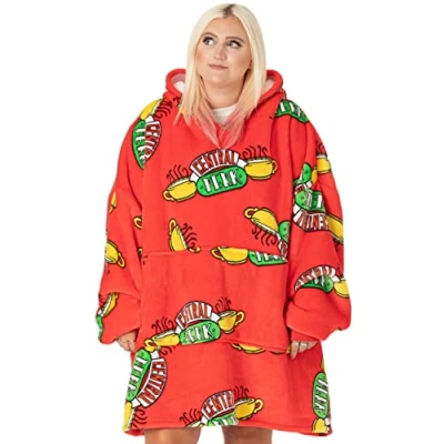 Imagen de FRIENDS Amigos Central Perk VUddie Maneta de gran tamaño Mujeres Damas Red Fleece Un