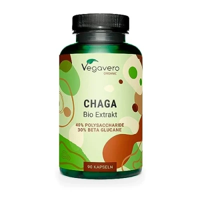 Imagen de Chaga Orgánico Vegavero® Dosis Más Alta: 6000 mg (10:1) 40% Polisacáridos &amp; 30% de Betaglucanos Sin Aditivos Vegano Inonotus obliquus Mushroom BIO 90 Cápsulas