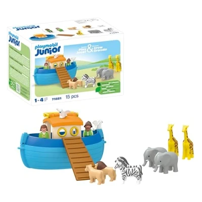 Imagen de PLAYMOBIL Junior 71681 Arca de Noé Maletín, Que Incluye rampa y Nueve Animales, Juguete sostenible Hecho plásticos a Base Plantas, Juguetes para niños Partir 1 año