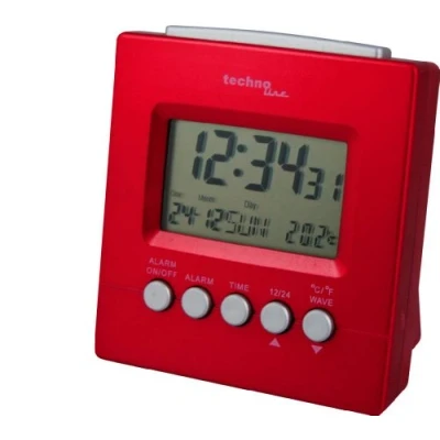 Imagen de Technoline WT 228 Despertador con Radio Y Termómetro, Color Rojo