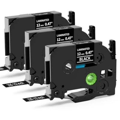 Imagen de 3x MarkField Compatible Cinta de etiquetas Repuesto para Brother P Touch TZ TZe 335 Cassette 12mm x 8m PT H105 H107 H108 H200 H101C H100LB/R 900 1000 1250 D200 E110 Cube Blanco sobre negro