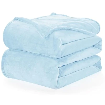 Imagen de WAVVE Manta Pequeña para Sofá, Franela 130x150 cm, de Microfibra, Suave, Cálida, Transpirable (Azul Claro)