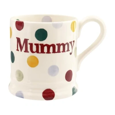 Imagen de Emma Bridgewater Taza Grande de 1/2 Pinta (300 ml) Tazas Ceramica Para Desayuno, Cafe, Capuchino, Café con Leche o Té, Diseños Originales y Bonitos, Mug Momia a lunares