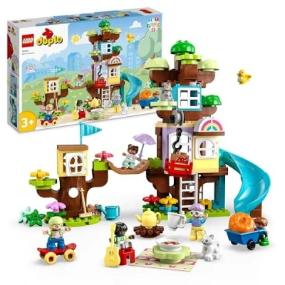 Imagen de Lego 10993 Duplo Casa del Árbol 3en1, Juguete Niños y Niñas de 3 Años o Más, Juego Construcción Educativo con Figuras Familia, Tobogán Animales, Regalo Infantil