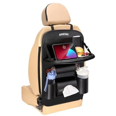 Imagen de Einesin Organizador Asiento Coche, Protector Coche Respaldo con Comedor Poseedor Bandeja, Niños, Múltiples Bolsillos (1)