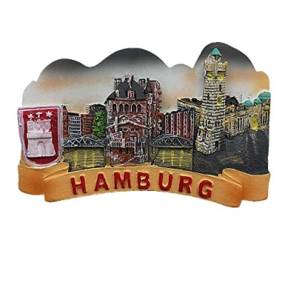 Imagen de Imán para nevera de Hamburgo, Alemania, regalo recuerdo viaje, decoración del hogar, cocina, calcomanía magnética Hamburgo