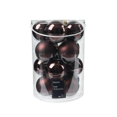 Imagen de Kaemingk bolas de Navidad cristal, 8 cm, 16 unidades, mate y brillante, grandes para árbol Navidad, adornos decoración trufa negra
