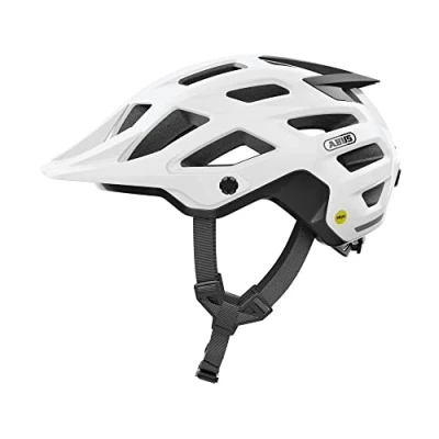 Imagen de ABUS Casco MTB Moventor 2.0 MIPS de ciclismo con protección contra impactos para uso off road all mountain, unisex Blanco brillante, talla L, L (57 61 cm)