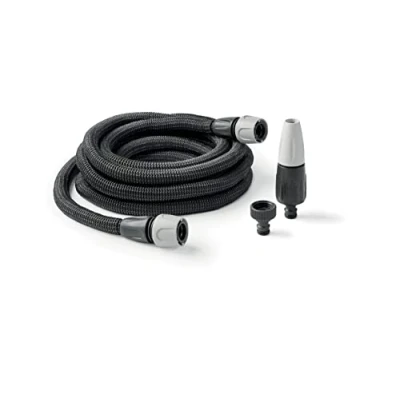 Imagen de G.F. SRL Aquapop Grey Easy 10 Manguera de metros tela autoalargada, fabricada en Italia, con mini jeringa jardín y conexiones para riego jardines, color gris oscuro