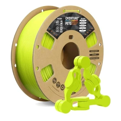 Imagen de OVERTURE PETG filamento 1.75mm, para impresora 3D, de 1kg (2.2 lbs), precisión dimensional +/ 0.02 mm, compatible con la mayoría impresoras FDM (Verde Césped)