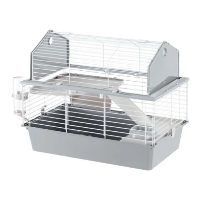 Imagen de Ferplast Jaula para Conejos y Pequeños Animales Barn 80, 2 Pisos, Techo Abrible, Accesorios Adhesivos Incluidos