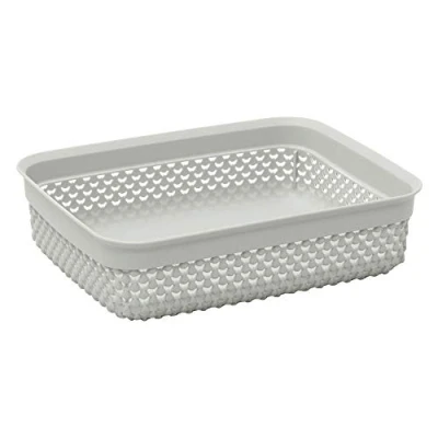 Imagen de JVL Cesta de almacenamiento plástico con diseño gotas, 2,2 L, 7 x 25 20 cm, color gris, talla única