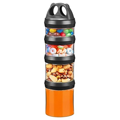 Imagen de Besthouse contenedor de Suplementos Alimenticios con Asa, Recipientes Comida, Hermeticos Alimentos para Guardar Leche, Proteína en Polvo, Refrigerios, Artículos Viaje, Sin BPA(Negro)