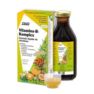 Imagen de Salus Vitamina B Komplex Complemento Alimenticio 250 ml Mejora tu Salud y Contribuye al Bienestar General Fórmula Líquida de Vitaminas del Grupo B, Plantas Zumos Fruta