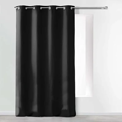 Imagen de Douceur d&#039;Intérieur Absolu Cortina con Ojales (140 x 280 cm, 140 Microfibra, Lisa, poliéster), Negra