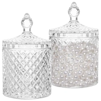 Imagen de 2 Piezas Tarro De Caramelo Cristal,Tarros Cristal Con Tapa, Recipiente Almacenamiento Cristal,Dulces Galletas Vidrio Transparente,Tarro Facetado Diamantes,Para Aperitivos