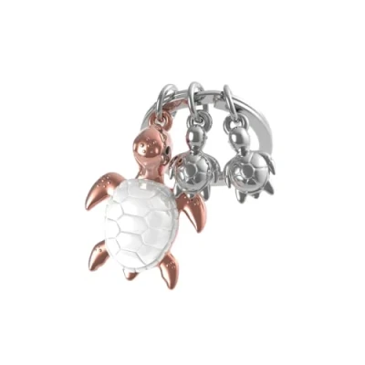 Imagen de O meta[l]morphose METALMORPHOSE MTM195 01 Llavero de tortuga marina y sus 2 bebés, Plateado dorado, small, Único