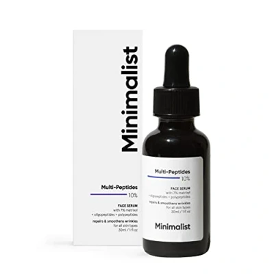 Imagen de Minimalist Sérum facial multipéptido para piel joven y atemporal, 30 ml, suero reparador de colágeno, hidratante Overnight, transparente, ml (1 unidad)